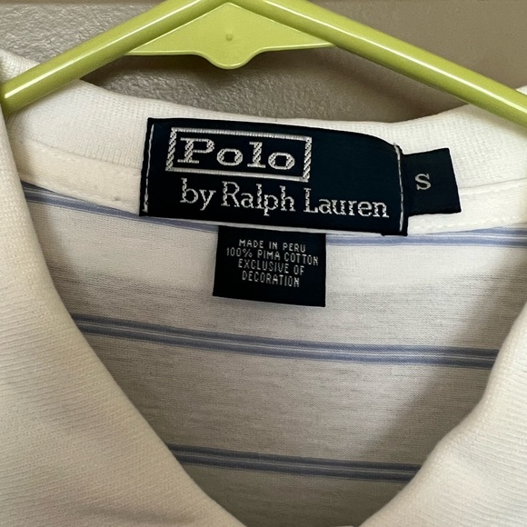 Polo Ralph Lauren Mens White and Blue Striped Golf Polo Size Small - Picture 3 of 3